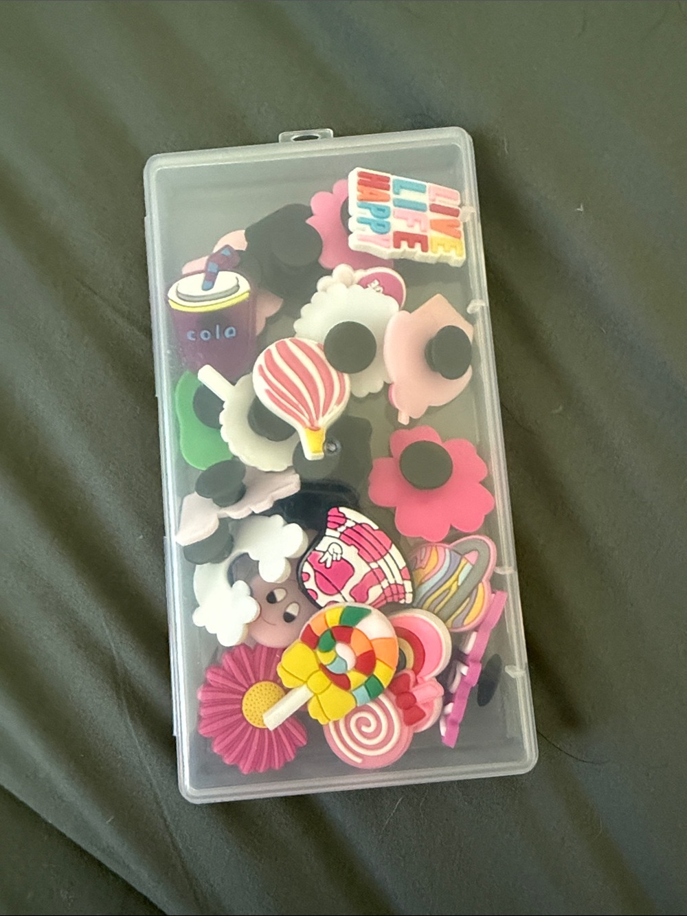 Colorful Assorted Shoe Charms - Pink, White, Black, Yellow